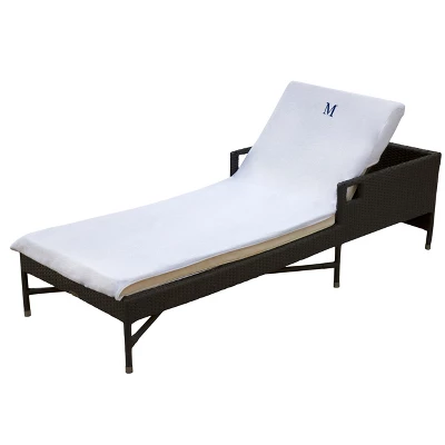 Monogrammed Patio Cotton Chaise Lounge Chair Slipcover By Blue Nile Mills - Image 11