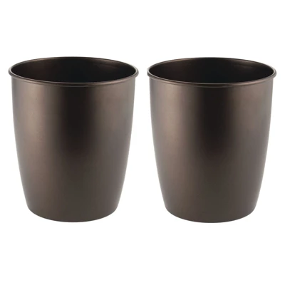 MDesign Round Metal Trash Can Wastebasket, Garbage Container, 2 Pack - Image 7