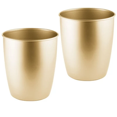 MDesign Round Metal Trash Can Wastebasket, Garbage Container, 2 Pack - Image 10