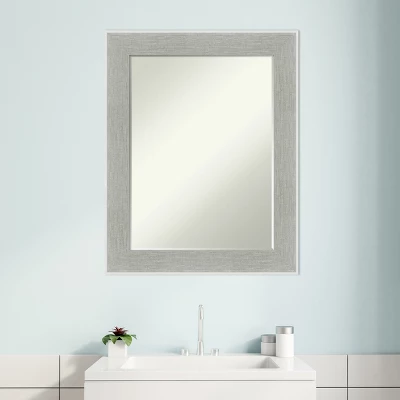 Amanti Art Glam Linen Grey Petite Bevel Bathroom Wall Mirror 29 X 23 In. - Image 4