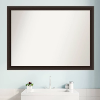 42" X 31" Non-Beveled Romano Espresso Narrow Wood Bathroom Wall Mirror - Amanti Art - Image 7