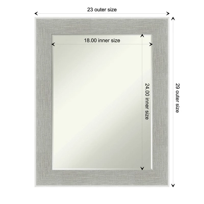 Amanti Art Glam Linen Grey Petite Bevel Bathroom Wall Mirror 29 X 23 In. - Image 3