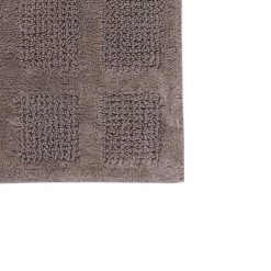 Square Honeycomb 100% Cotton Reversible Bath Rug Stone By Knightsbridge