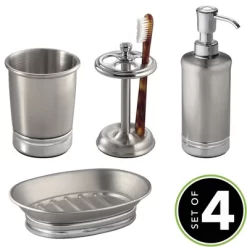 MDesign 4 Piece Metal Bathroom Vanity Countertop Accessory Set