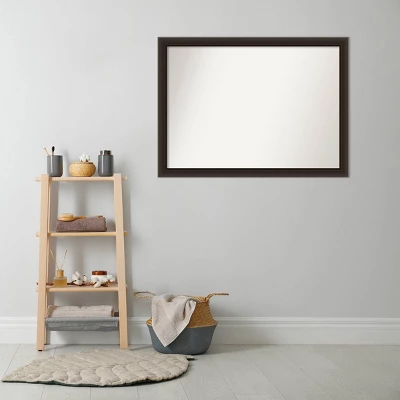 42" X 31" Non-Beveled Romano Espresso Narrow Wood Bathroom Wall Mirror - Amanti Art - Image 4