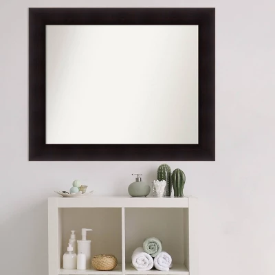 34" X 28" Non-Beveled Portico Espresso Wood Bathroom Wall Mirror - Amanti Art - Image 4
