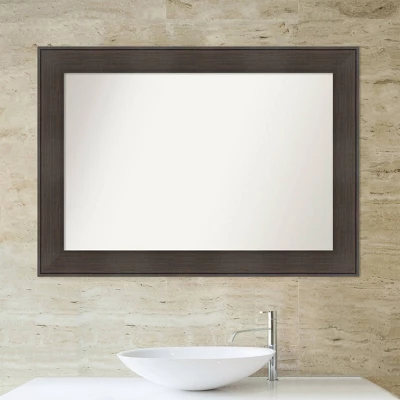42" X 30" Non-Beveled William Rustic Woodgrain Bathroom Wall Mirror - Amanti Art - Image 5