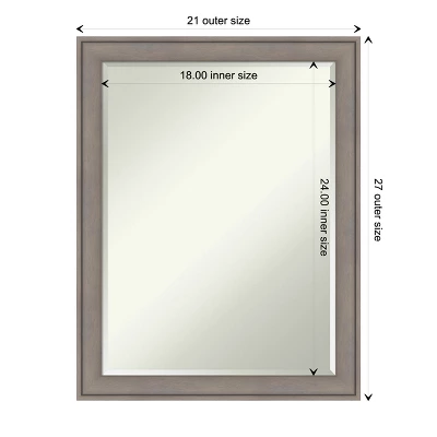 Amanti Art Greywash Petite Bevel Wood Bathroom Wall Mirror 27.5 X 21.5 In. - Image 3