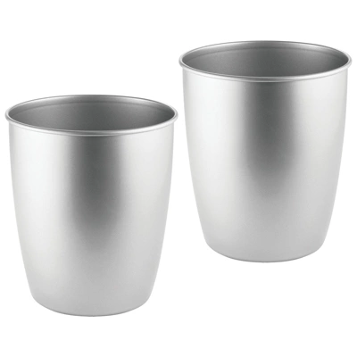 MDesign Round Metal Trash Can Wastebasket, Garbage Container, 2 Pack - Image 5