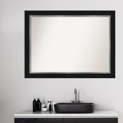 44" X 33" Non-Beveled Eva Bathroom Wall Mirror Black - Amanti Art - Image 8