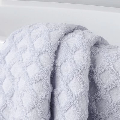 PiccoCasa Cotton Jacquard Diamond Absorbent Bath Towels 2Pcs - Image 2