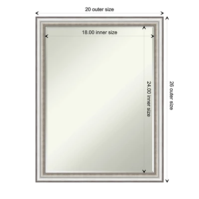 Amanti Art Salon Silver Narrow Petite Bevel Bathroom Wall Mirror 26.5 X 20.5 In. - Image 3