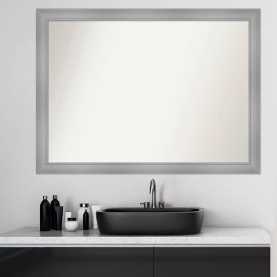 42" X 31" Non-Beveled Flair Bathroom Wall Mirror Polished Nickel - Amanti Art - Image 8