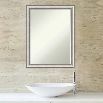 Amanti Art Salon Silver Narrow Petite Bevel Bathroom Wall Mirror 26.5 X 20.5 In. - Image 6