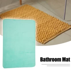 Unique Bargains Solid Color Pattern Bathroom Rugs Polyester Bath Mat Machine Washable Green 80x50cm