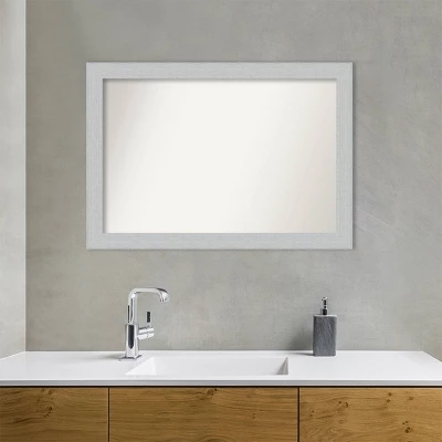 40" X 28" Non-Beveled Shiplap White Wood Bathroom Wall Mirror - Amanti Art - Image 7