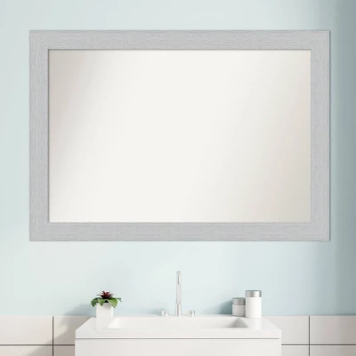 40" X 28" Non-Beveled Shiplap White Wood Bathroom Wall Mirror - Amanti Art - Image 6