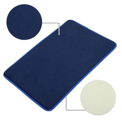 Unique Bargains Solid Color Pattern Bathroom Rugs Polyester Bath Mat Machine Washable Navy Blue 90x60cm - Image 2