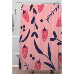Jenny Chang-Rodriguez Strawberries Shower Curtain Pink - Deny Designs
