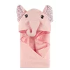 Little Treasure Baby Girl Cotton Animal Face Hooded Towel, Floral Elephant, One Size