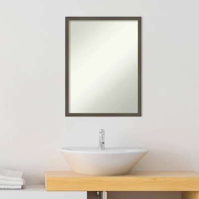 20" X 26" Non-Beveled Svelte Clay Gray Wood Bathroom Wall Mirror - Amanti Art - Image 8