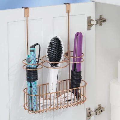 MDesign Over Cabinet Door Hair Care & Styling Tool Storage Basket - Image 3