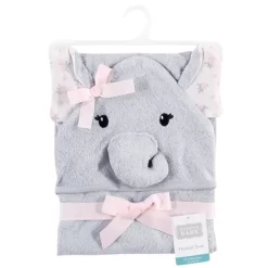 Hudson Baby Infant Girl Rayon From Bamboo Animal Hooded Towel, Floral Elephant, One Size