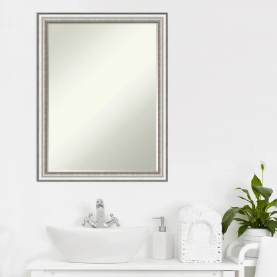 Amanti Art Salon Silver Narrow Petite Bevel Bathroom Wall Mirror 26.5 X 20.5 In. - Image 4