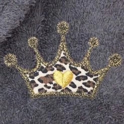 Terry Bathrobe With Cheetah Crown Embroidery - Linum Home Textiles