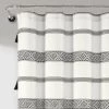 72"x72" Ava Boho Striped Tassel Yarn Dyed Eco-Friendly Recycled Cotton Shower Curtain Black/White - Lush Décor