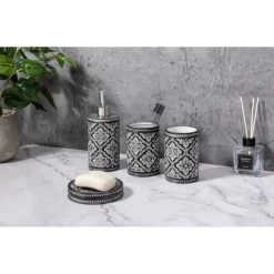 4pc Poliresin Arabesco Bathroom Accessory Set - Kralix