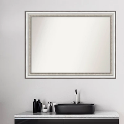 43" X 32" Non-Beveled Salon Silver Bathroom Wall Mirror - Amanti Art - Image 8