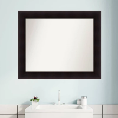 34" X 28" Non-Beveled Portico Espresso Wood Bathroom Wall Mirror - Amanti Art - Image 6