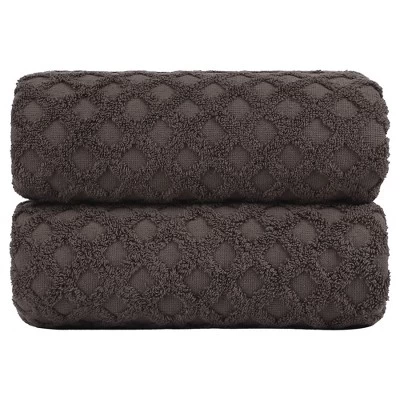 PiccoCasa Cotton Jacquard Diamond Absorbent Bath Towels 2Pcs - Image 5