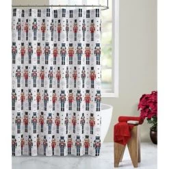 Kate Aurora Holiday Living Christmas Nutcrackers Fabric Shower Curtain
