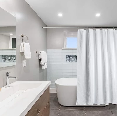 Creative Scents Matte White Waffle Shower Curtain