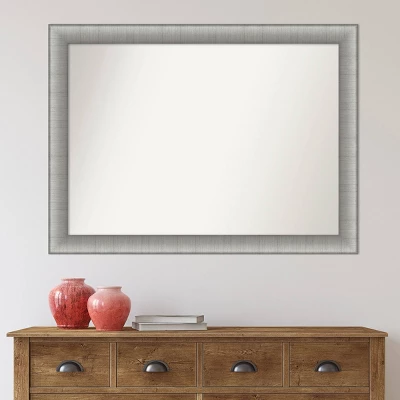 43" X 32" Non-Beveled Elegant Bathroom Wall Mirror Brushed Pewter - Amanti Art - Image 6