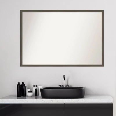 38" X 26" Non-Beveled Svelte Clay Gray Wood Bathroom Wall Mirror - Amanti Art - Image 5