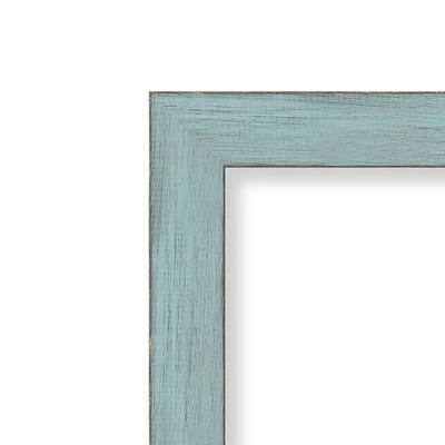 38" X 26" Non-Beveled Sky Blue Rustic Wood Bathroom Wall Mirror - Amanti Art - Image 2