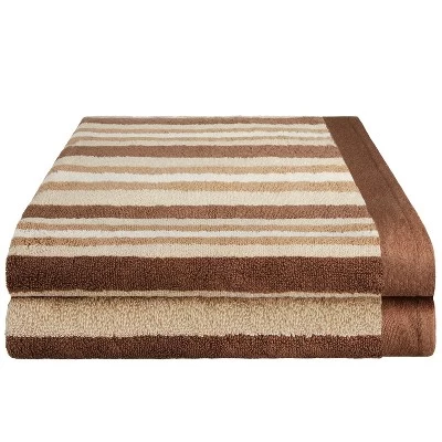 Cotton Modern Stripe 2-Piece Quick Drying Bath Towel Set By Blue Nile Mills - Image 9