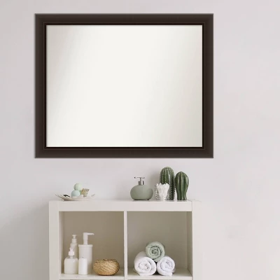 32" X 26" Non-Beveled Romano Espresso Narrow Wood Bathroom Wall Mirror - Amanti Art - Image 4