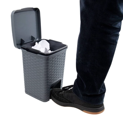 Square Wastepaper Basket And Toilet Brush Set Gray - Mind Reader - Image 2