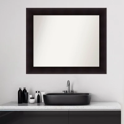 34" X 28" Non-Beveled Portico Espresso Wood Bathroom Wall Mirror - Amanti Art - Image 5