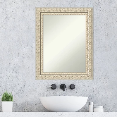 24" X 30" Non-Beveled Fair Baroque Wood Bathroom Wall Mirror Cream - Amanti Art - Image 6