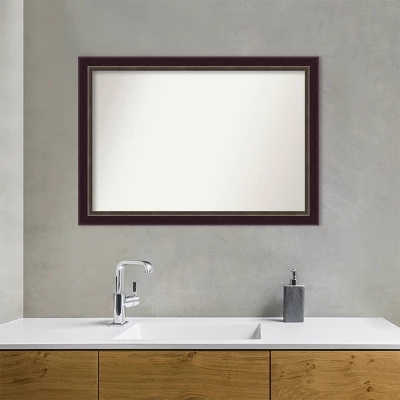 40" X 28" Non-Beveled Signore Bronze Wood Bathroom Wall Mirror - Amanti Art - Image 8