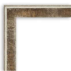 Amanti Art Farmhouse Brown Narrow Petite Bevel Wood Bathroom Wall Mirror 28.75 X 22.75 In.