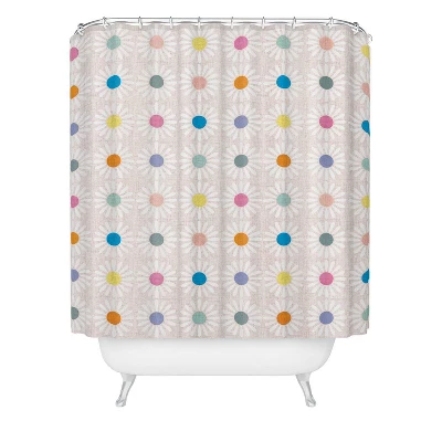 Schatzi Brown Retro Jumbo Daisy Pastel Shower Curtain Pink - Deny Designs