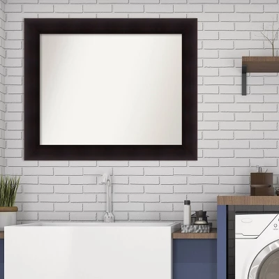 34" X 28" Non-Beveled Portico Espresso Wood Bathroom Wall Mirror - Amanti Art - Image 8
