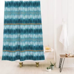 Caroline Okun Baby Teeth Mudcloth Shower Curtain Blue - Deny Designs