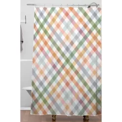 Ninola Design Countryside Gingham Picnic Diagnol Shower Curtain Green - Deny Designs